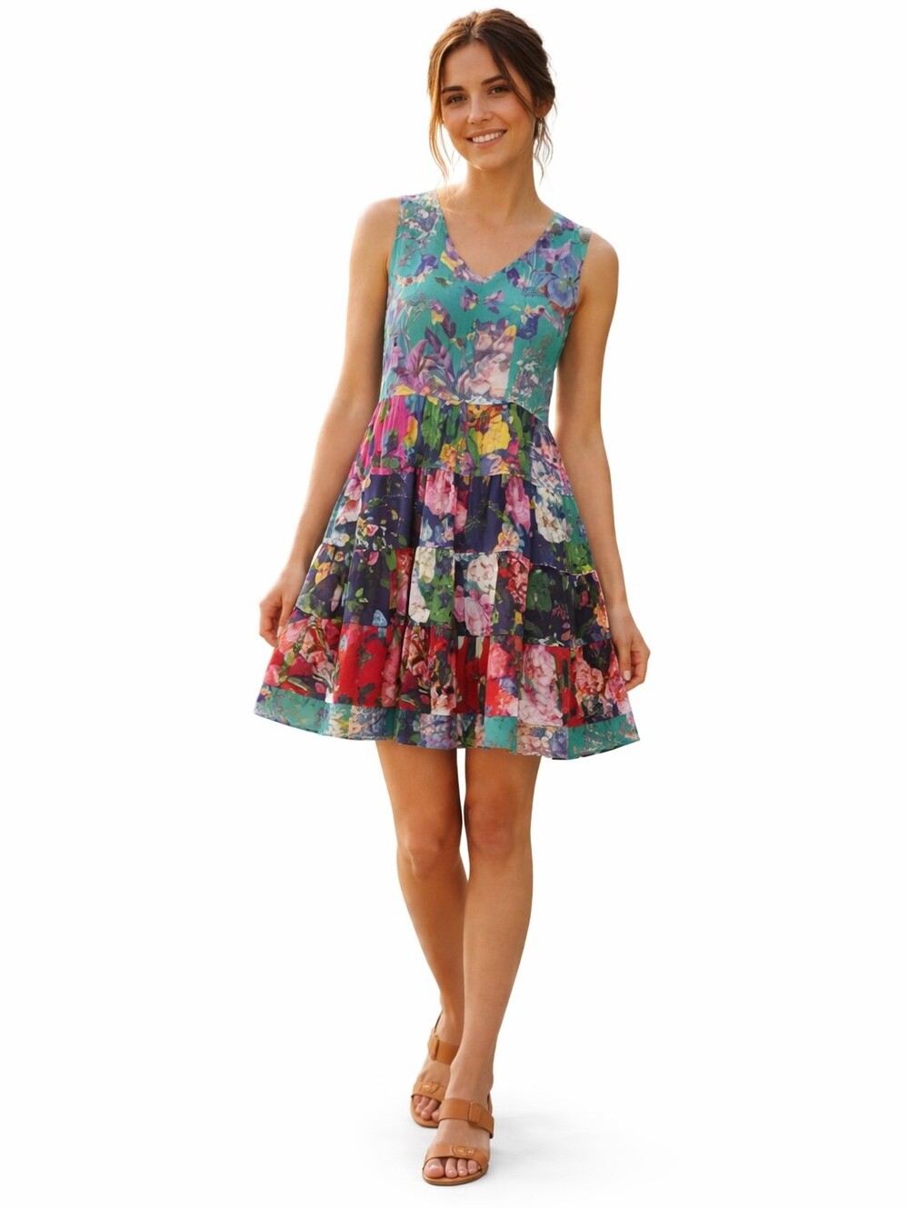 Made In India 100% Cotton Vintage La Cera Tiered Dress Medium